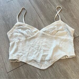 Wild Fable Ribbed Lace Cropped Tank Cami Med Top Cottagecore Boho Festival